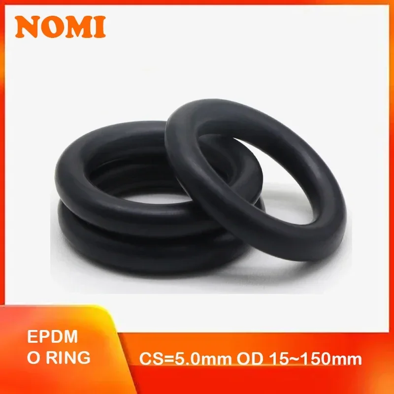 EPDM o Rings CS 5mm OD 15 ~ 150mm Acid and Alkali Resistance Water Resistance Friction Resistance o-ring Black 10Pcs