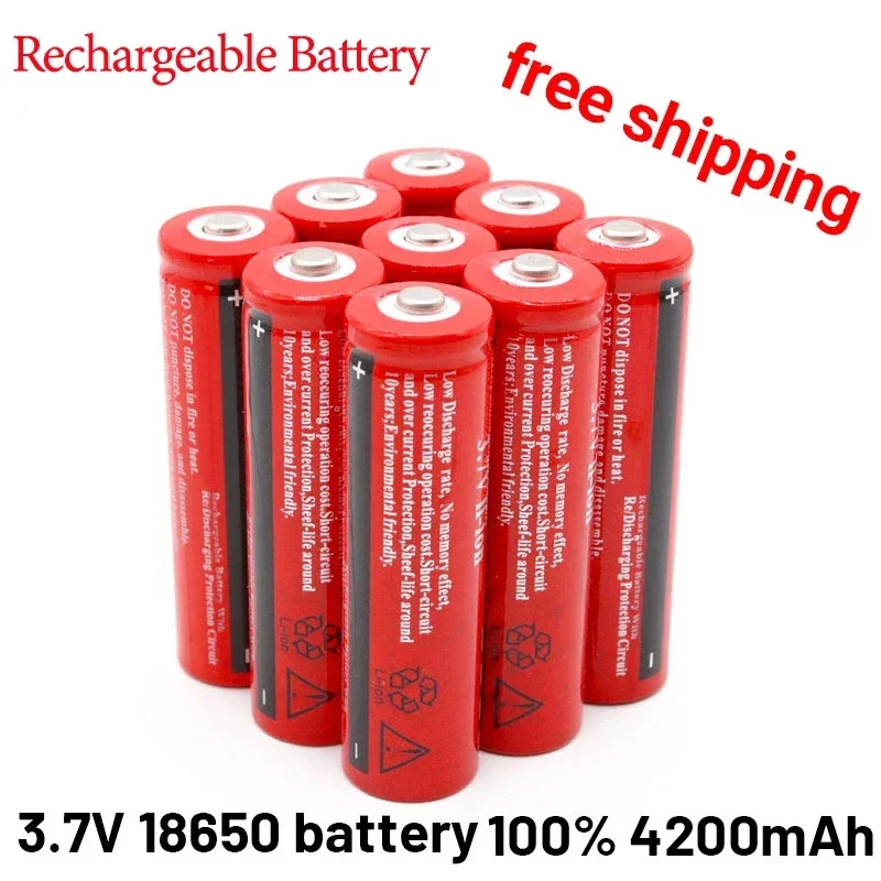 18650Battery 100%new Original BRC18650Rechargeable 3.7VLi-ion LithiumBattery 4200mAhBatteriesfor LaserPen Calculator Screwdriver