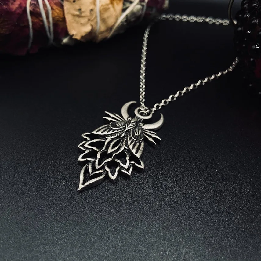 Moon Moth necklace,Gothic jewelry,Witchcraft accessories,pagan,Vintage Moth,Mysterious, Insect, Funny, Moth Choker For Women Man