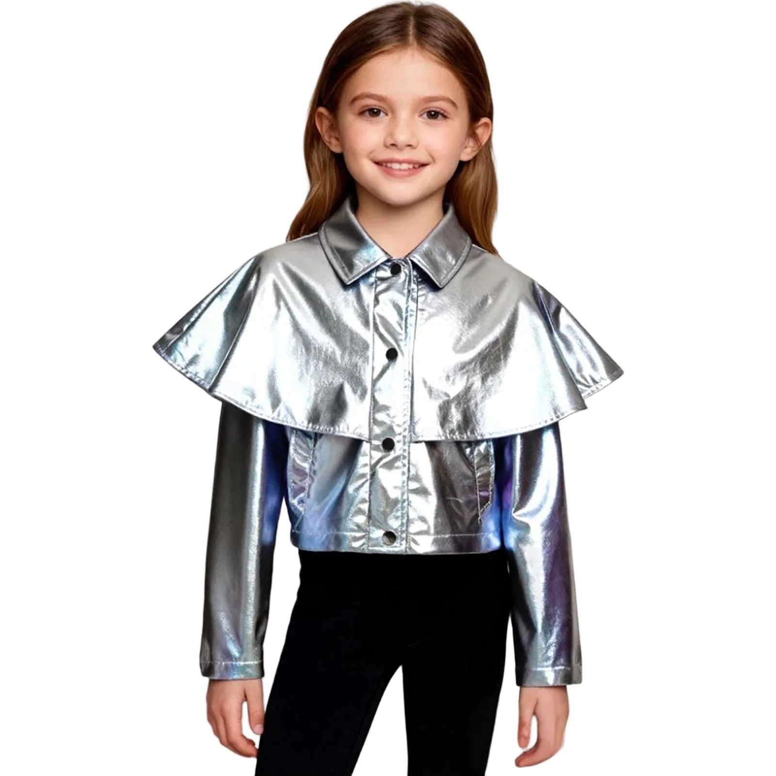 سترة عصرية للفتيات معطف معدني ملابس الشارع للأطفال الهيب هوب ديسكو رقص الجاز ديسكو أزياء الحفلات سترة منفوخة