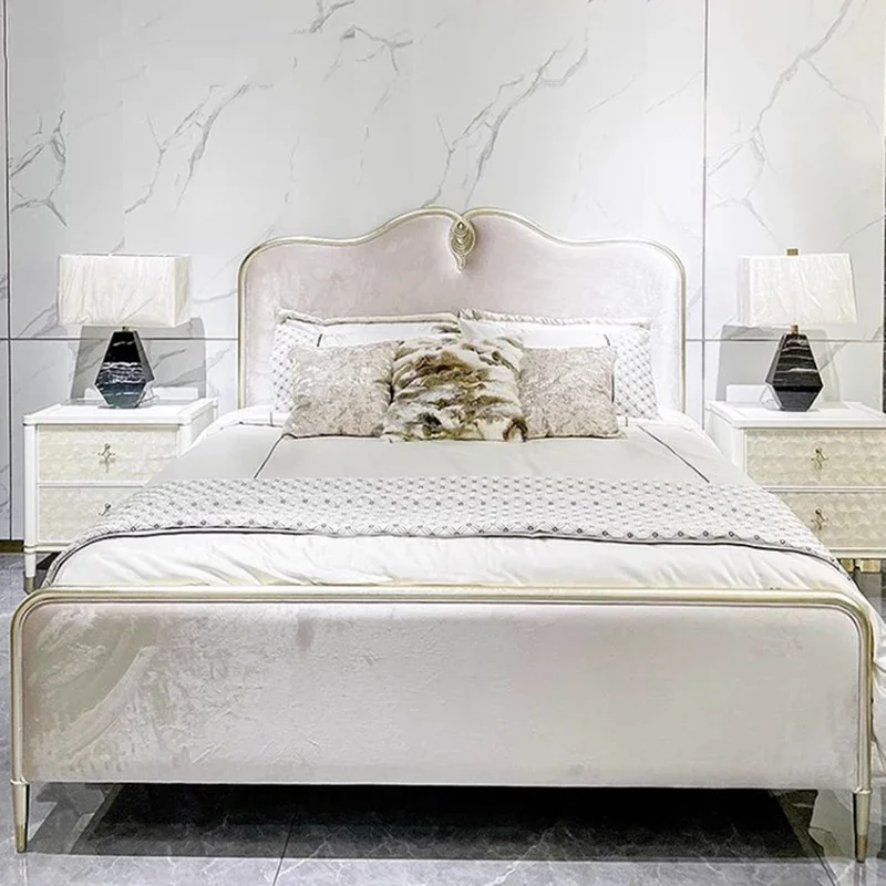 Glamorous High End Double Bed Headboard Villa Full Size Twin Bed Frame Wood Castle Sleeping Cama De Casal Nordic Furniture