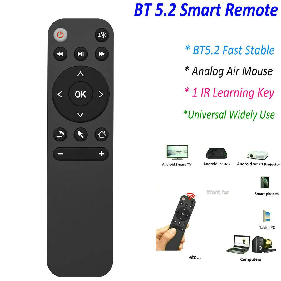 Nice bluetooth 5.2 remote control air mouse for android smart tv box phone tablet pc projector etc. BT5.2 remote controller