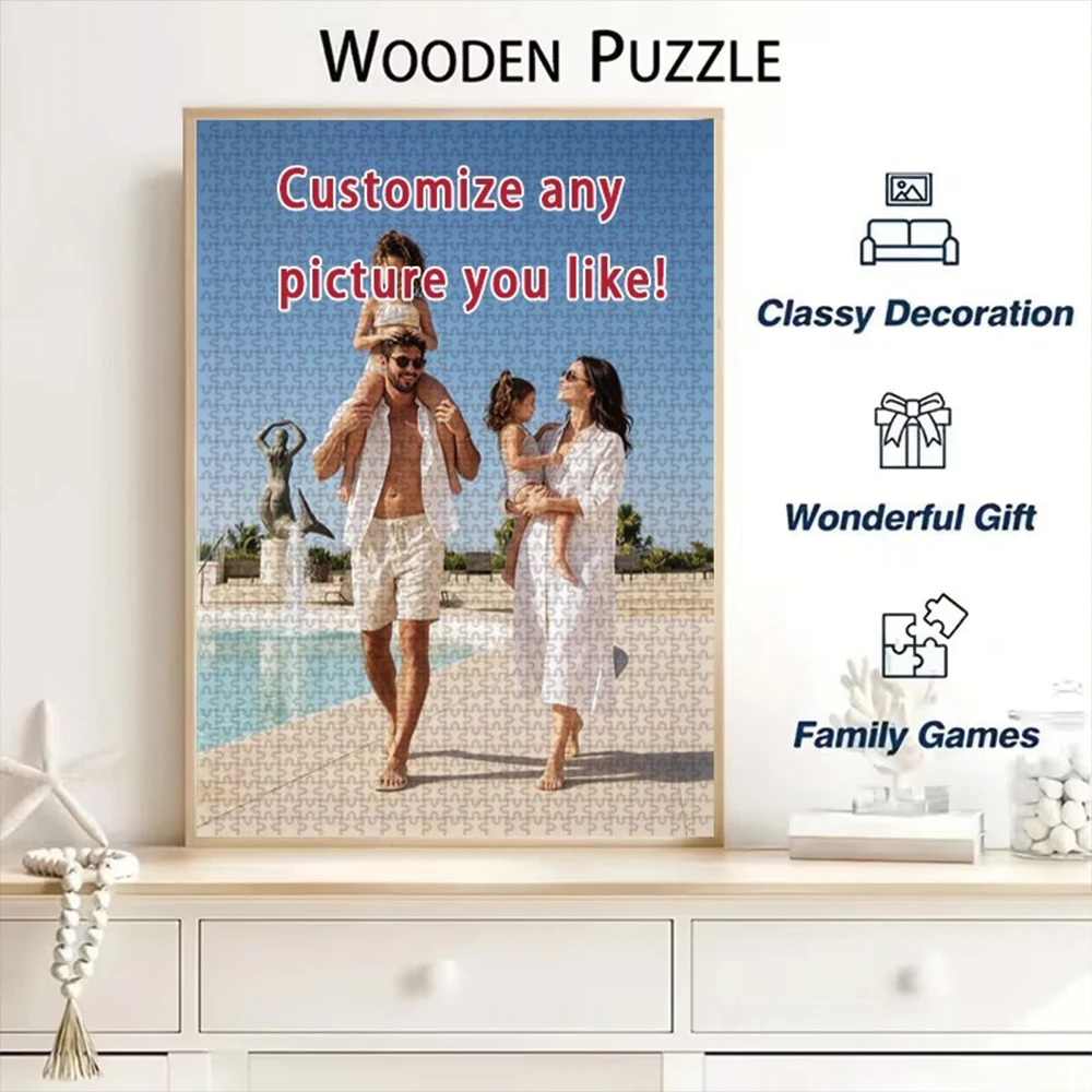 35/300/500/1033pcs Personalized Custom Photo Puzzle Family Photos DIY Toy Decoration Collectiable Growth Gift Christmas