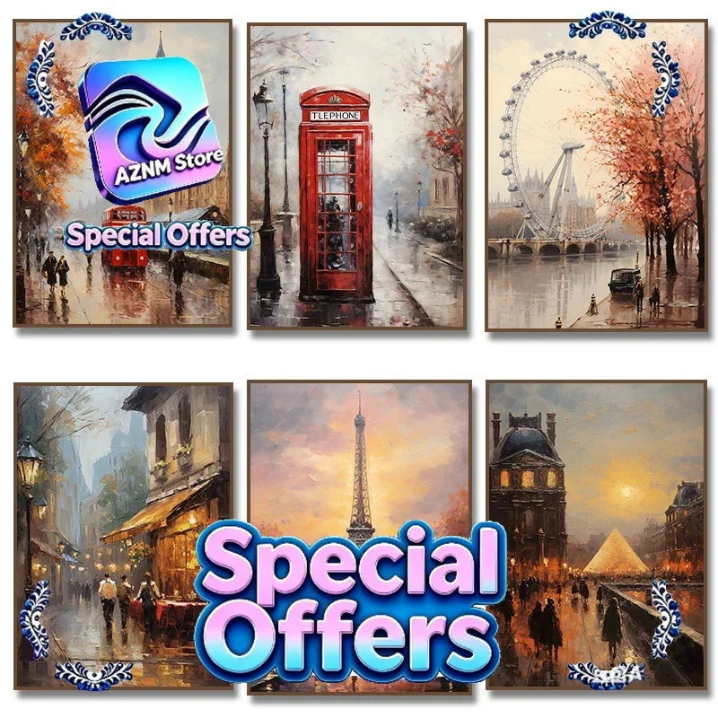 Póster de autobús de Londres con la Torre Eiffel de París, Francia, pintura en lienzo Vintage, imagen artística de pared para decoración del hogar y sala de estar, Cuadro