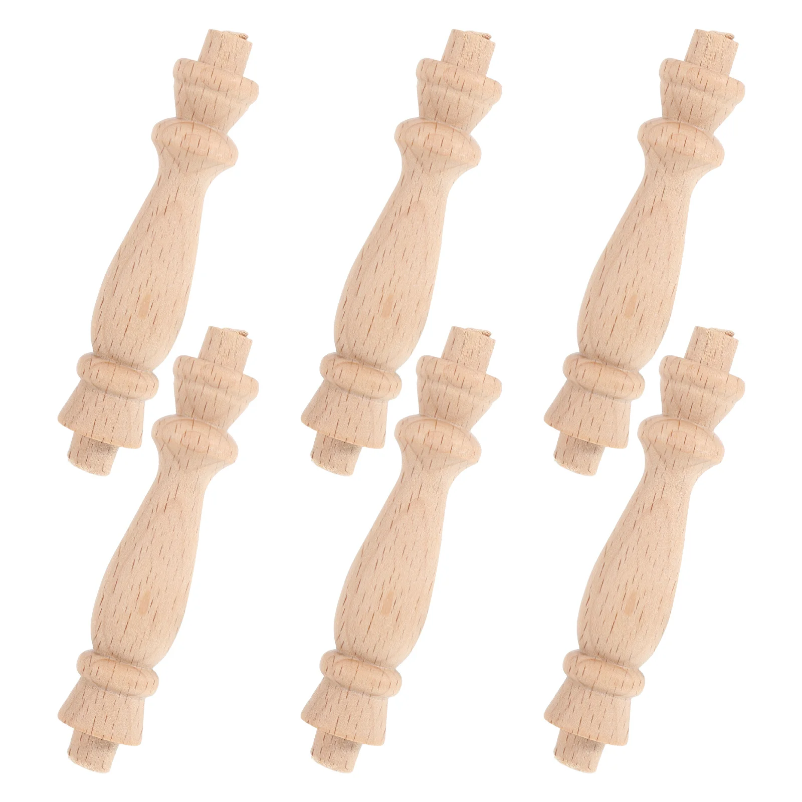 

6pcs Solid Wood Baluster Spindles Unfinished Mini Roman Pillars For Diy Craft Decorative Finials For Staircase Cabinet Indoor