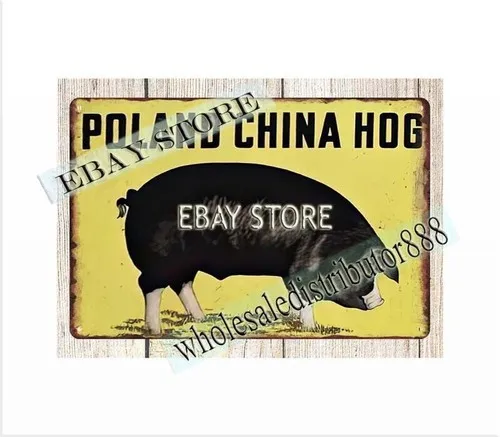 old tin coffee signs POLAND CHINA PIG FARM LIVESTOCK metal tin sign