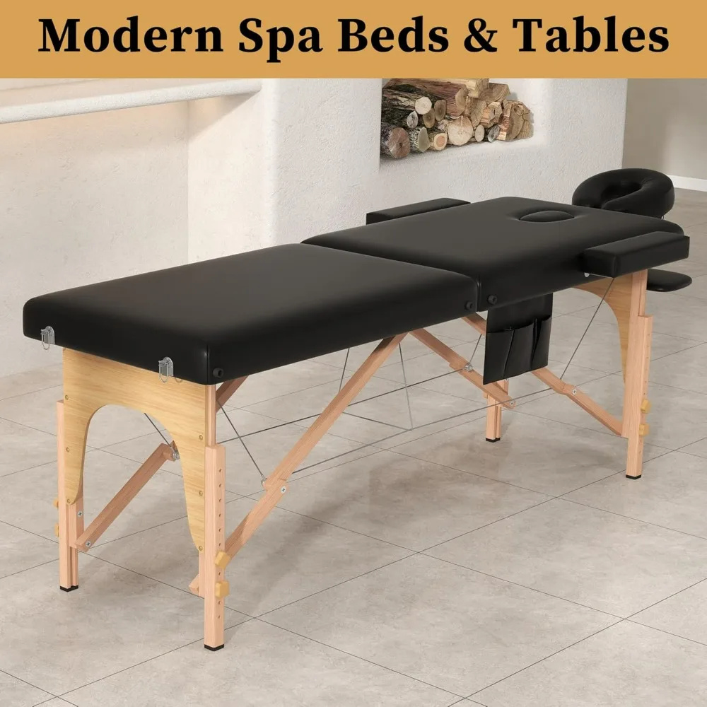 Cadeira portátil do champô com sacola, mesa de massagem, cama dobrável Spa cílios, quadro de madeira maciça de perfil alto, cuidado exterior