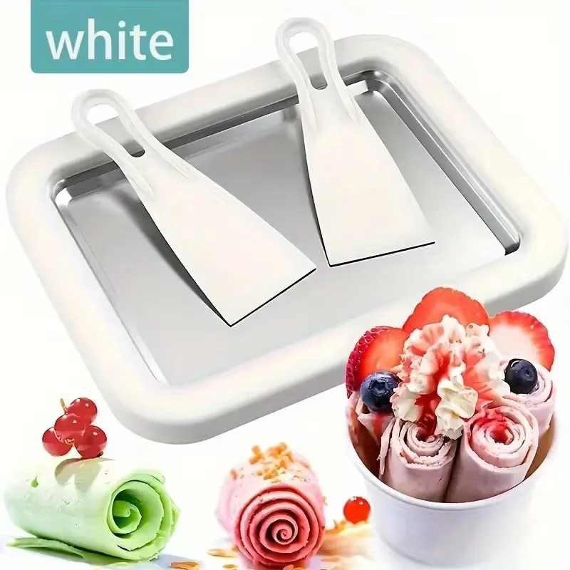 Ice Cream Roll Maker Portable Interactive 304 Stainless Steel DIY Sweet Spot Pan Cold Plate for Kids Birthday Home Family Sorbe