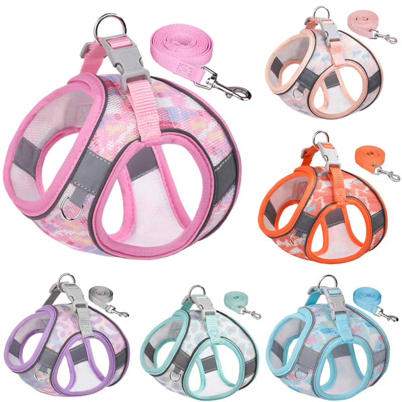 

Dog Harness Leash Set Breathable Pet Chest Strap Puppy Kitten Reflective Vest for Small Medium Dogs Cats Chihuahua Walking Lead