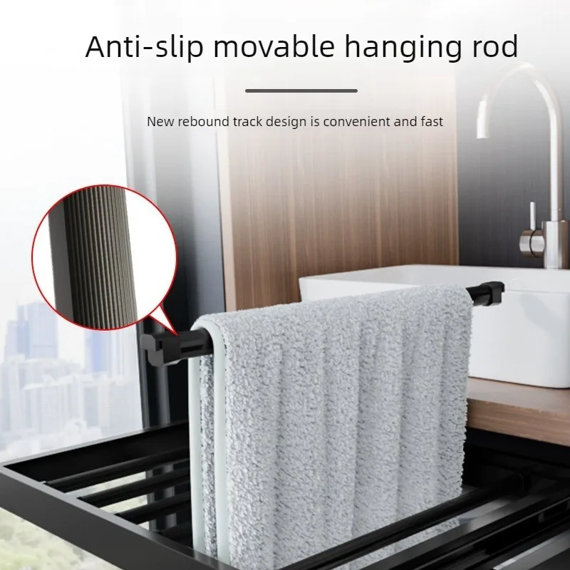 Pull Out Drying Rack Retractable Storage Laundry Stand Washing Machine Hidden Clothes Hanger Wardrobe Space Saving Clothes Horse