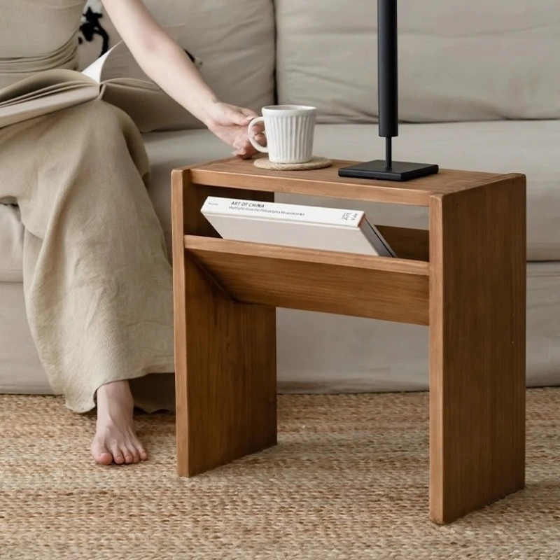 

Журнальные столики из цельного дерева для гостиной, минималистичный приставной столик для дивана, многофункциональная стойка для журналов, стол для ноутбука для дома, спальни