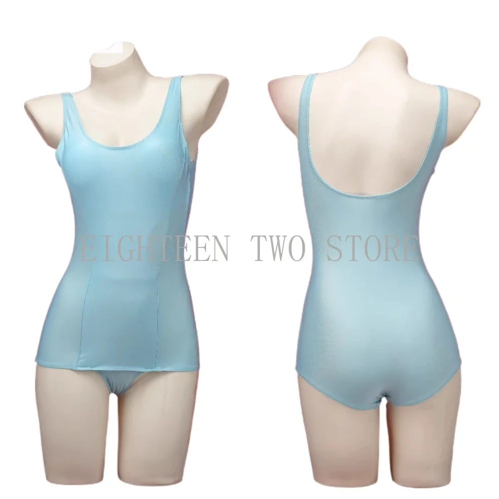 Japanische Anime-Schulmädchen-Gymnastikuniform, Studenten-Bodysuit, Badeanzug-Outfit, Cosplay-Kostüm, Push-Up, einfarbig, ärmellose Unterwäsche