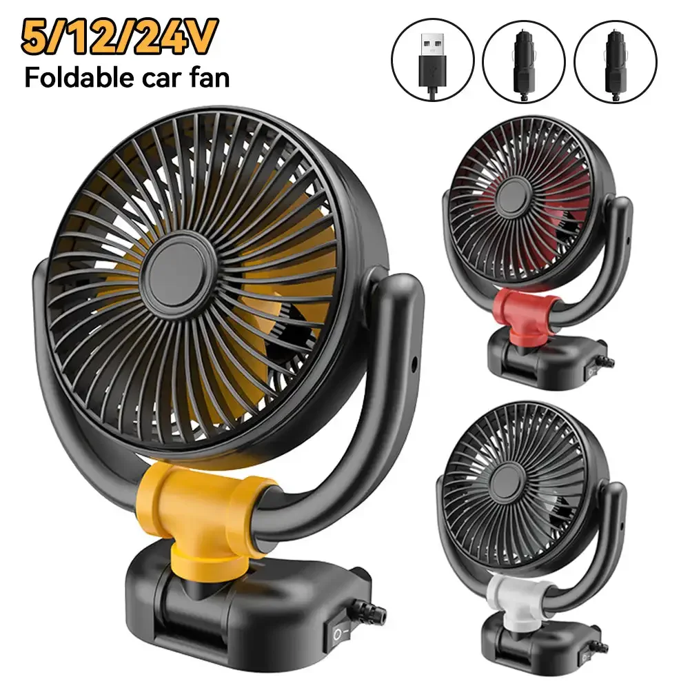 

5V 12V 24V Car Fan 360 Rotation Car Air Ventilation Fan Low Noise Auto Dashboard Air Vent Cooling Fan for Car Truck SUV Summer