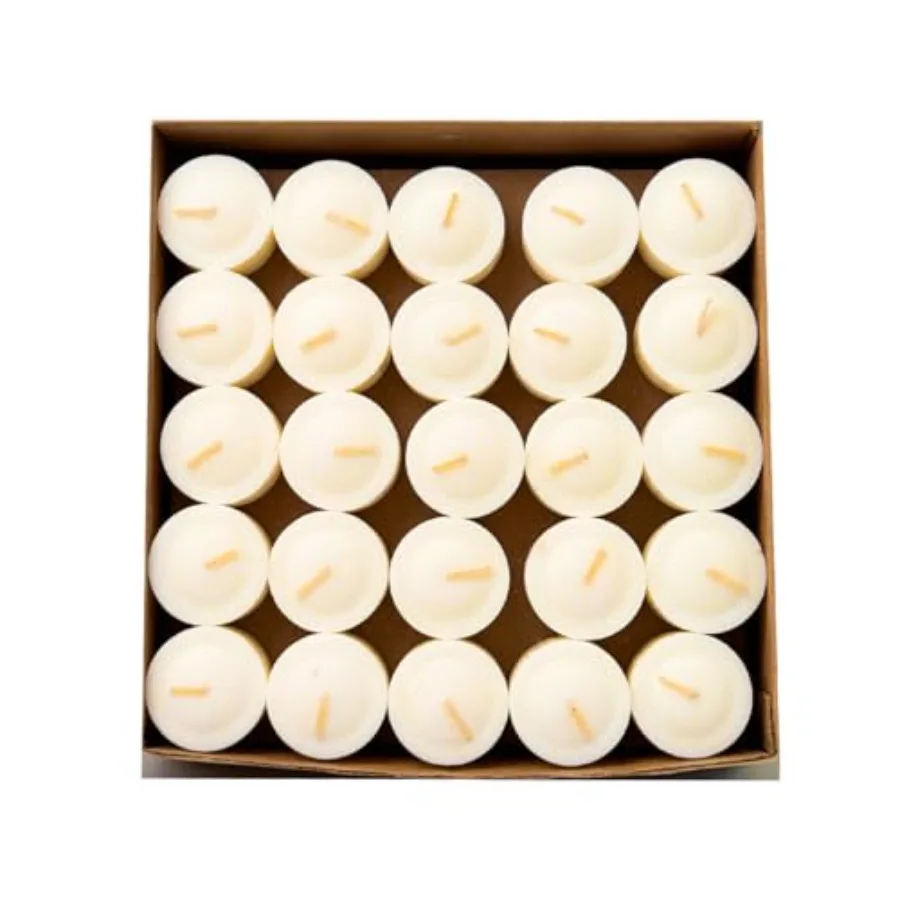 Votive Candles Ivory 50 Pack Unscented 9-15 Hour Burn, Smokeless Dripless Palm and Paraffin Wax with Cotton Wick for Weddings,