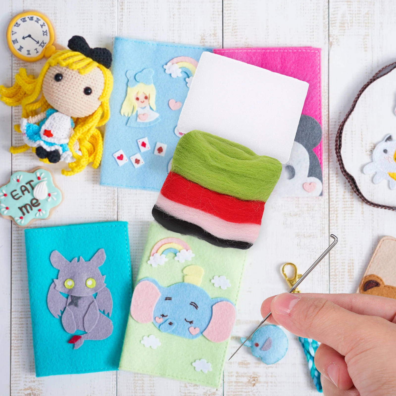 

Rabbit Diy Kit Wool Felting Supplies Kids Needle Felting Tools Set Easy Embroidery Beginners Hand Craft Parent