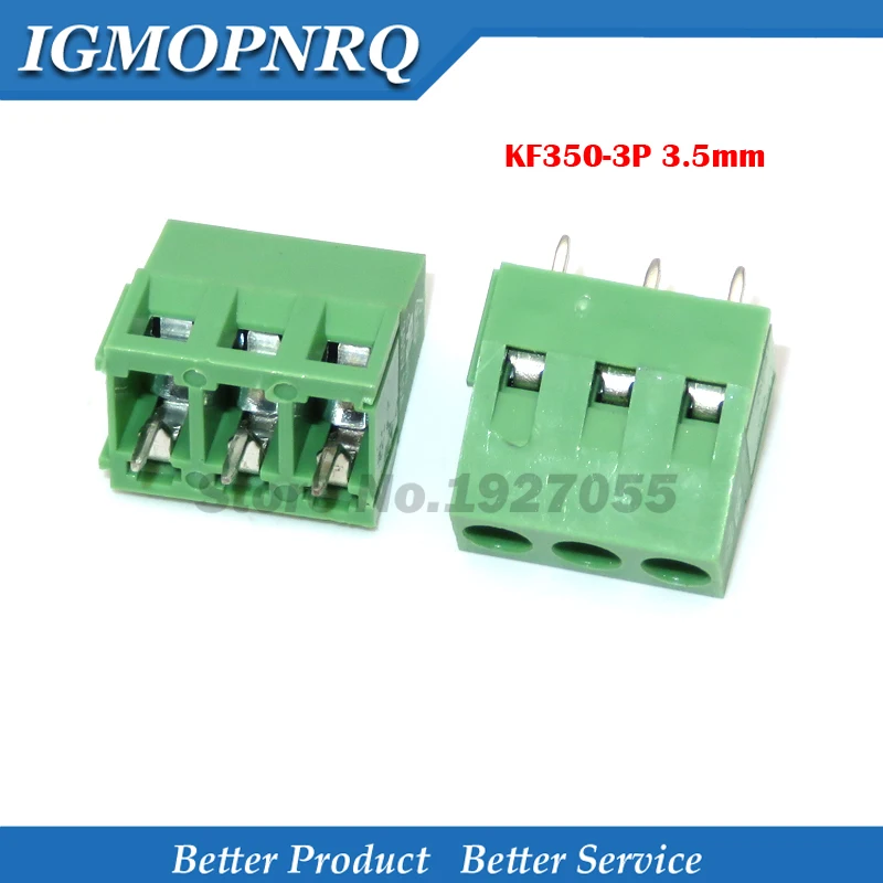 20PCS PCB Terminal KF350-3P 3.5mm KF350 3 Pin Green Connect  Screw Terminal Connector Splice connector