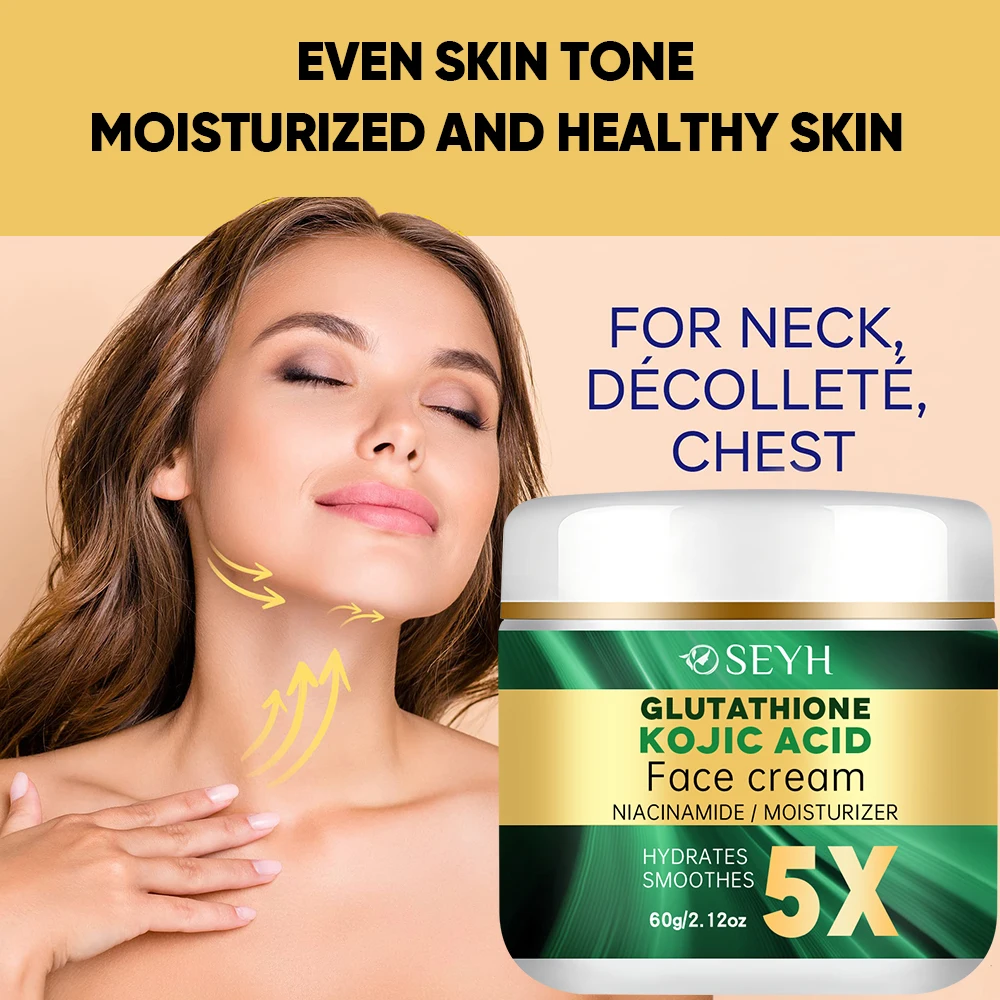SEYHZE 5X Hydrating Glutathione Kojic Acid Moisturizing Cream 30g/60g/100g Day And Night Universal Rich in Collagen Hyaluronic A