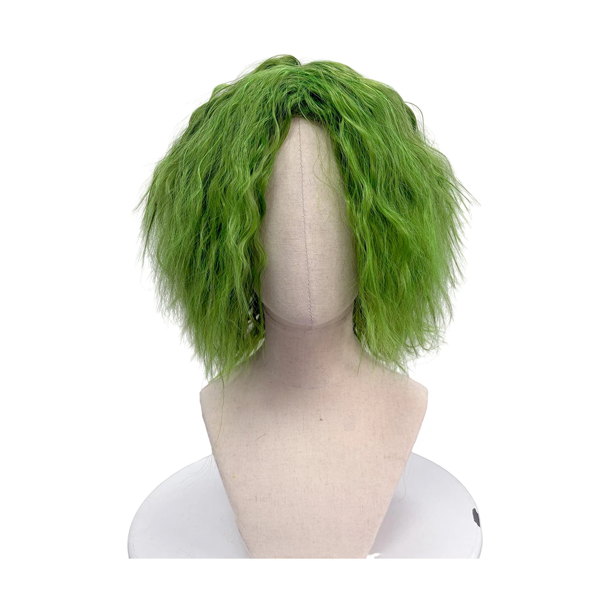 Green Messy Curly Short Wig Synthetic Hair Joker Style Cosplay Halloween Costume Party Full Wigs for Men Adults