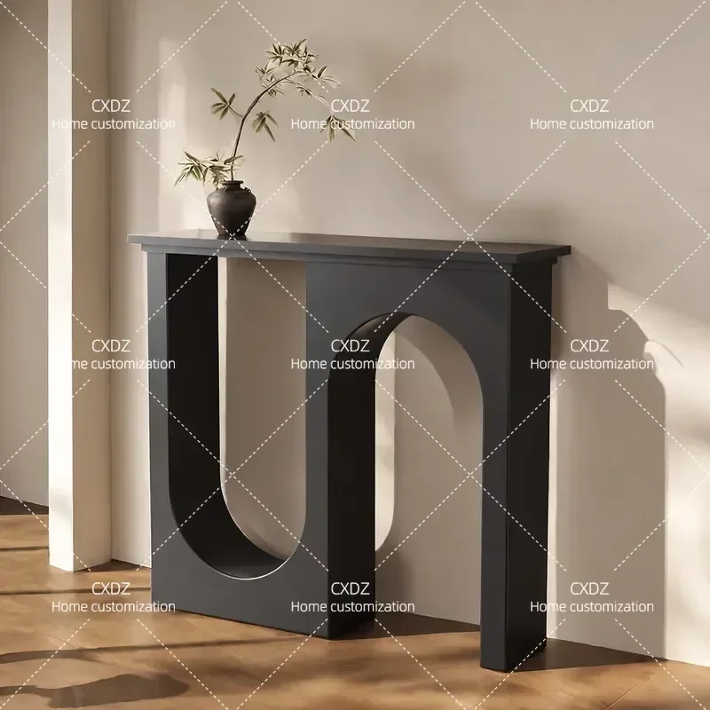 Modern Minimalist Entrance Console Table Against Wall Luxury Entryway End View Cabinet High End Foyer Decor Storage Unit