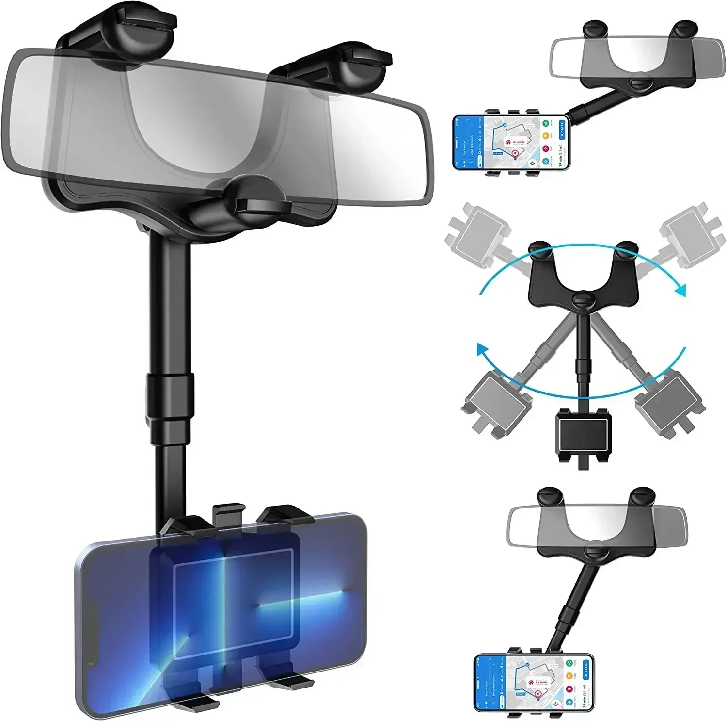 

Universal Clip Rotatable and Retractable Car Phone Holder Rearview Mirror Driving Recorder Bracket DVR/GPS Mobile Phone Support