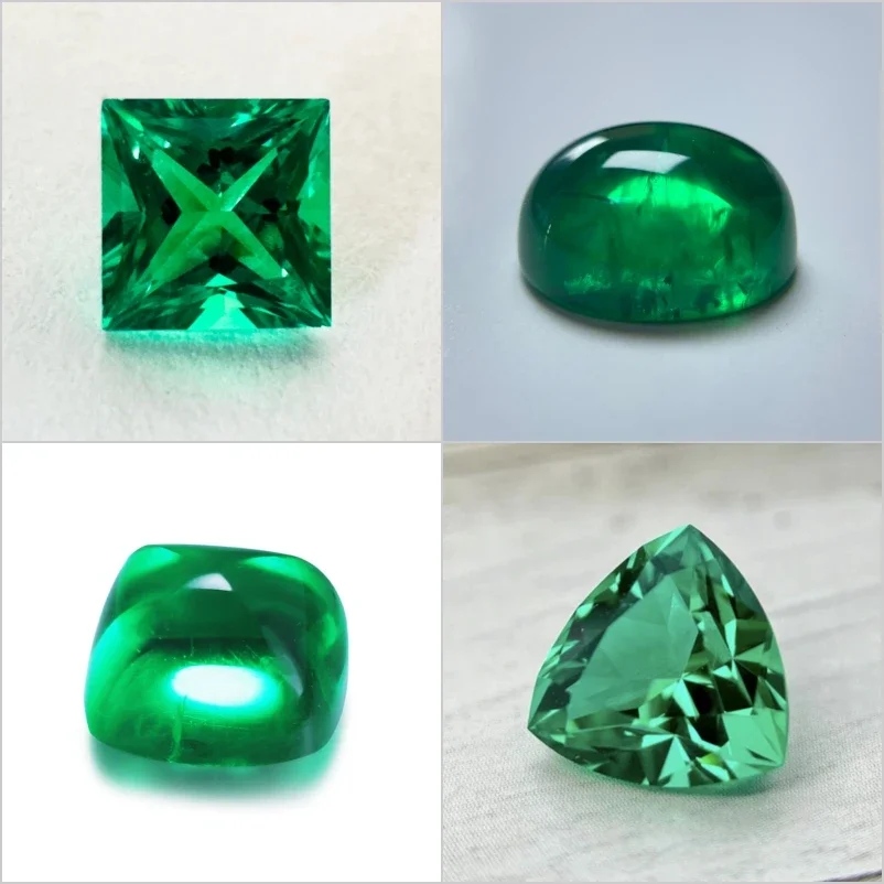 حجر الزمرد الكولومبي المزروع في المختبر، جودة عالية، تخفيضات متعددة متوفرة لقطع اليد الحرارية المائية، شهادة AGL قابلة للاختيار