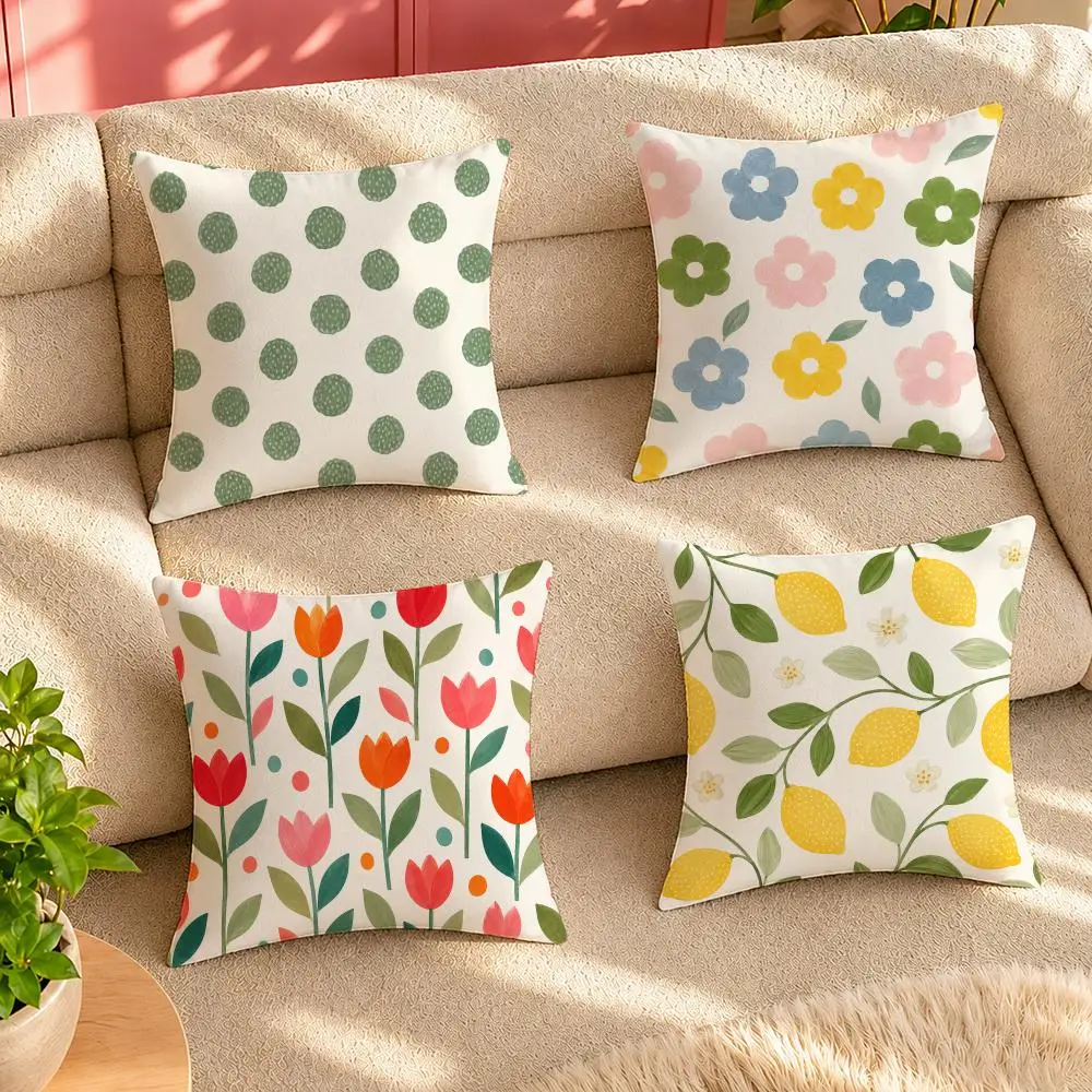 Fresh Cottage Floral Pattern Cushion Cover Pillow Cover Decorative Throw Couch Home Decor for Living Room Sofa