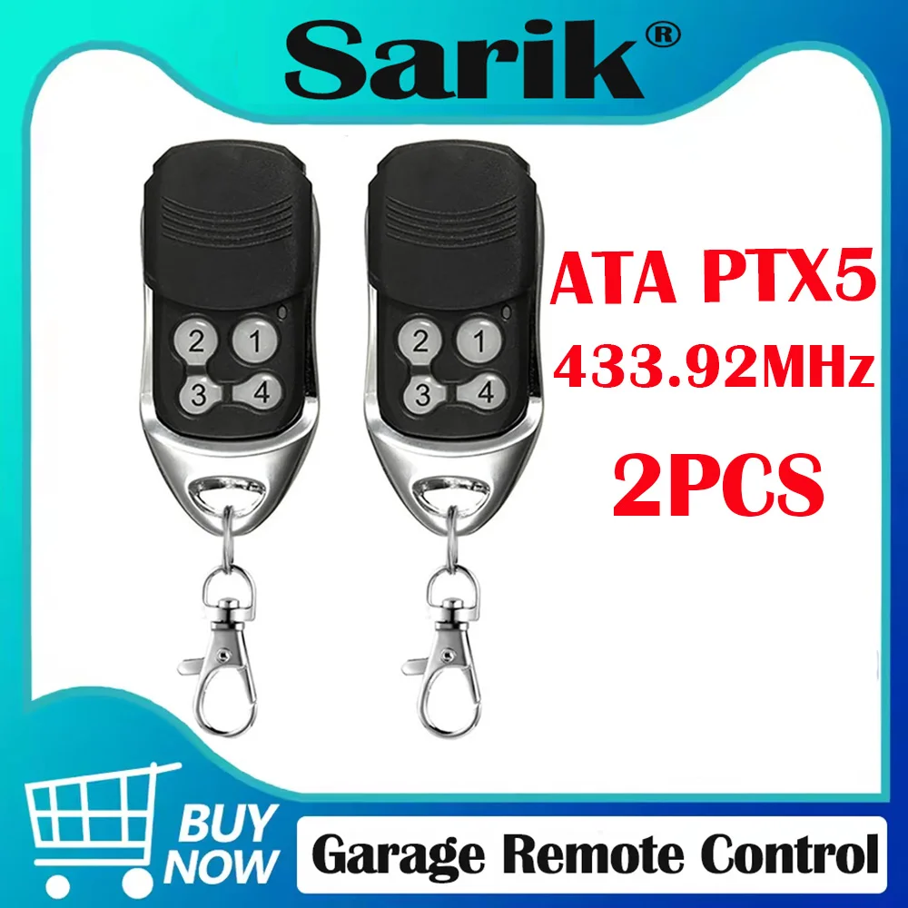 

Пульт дистанционного управления для гаражных ворот, 433 МГц, подвижный код ATA PTX5 PTX2, 2 шт., электрический пульт дистанционного управления для ворот, устройство открывания гаражных ворот