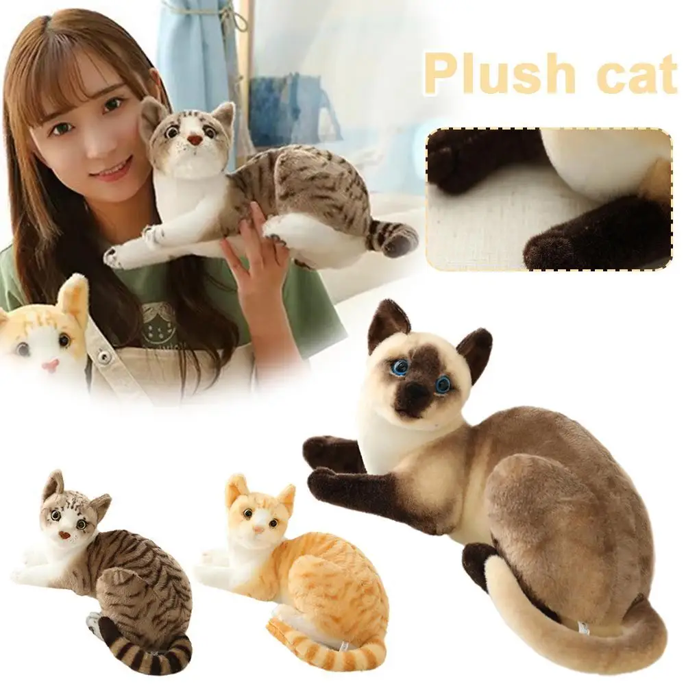 26/40 cm Lifelike Stuffed Siame Cats Plush Toy Realistic Simulation Interactive Cat Plush Toys Home Decor Birthday Gift Kid