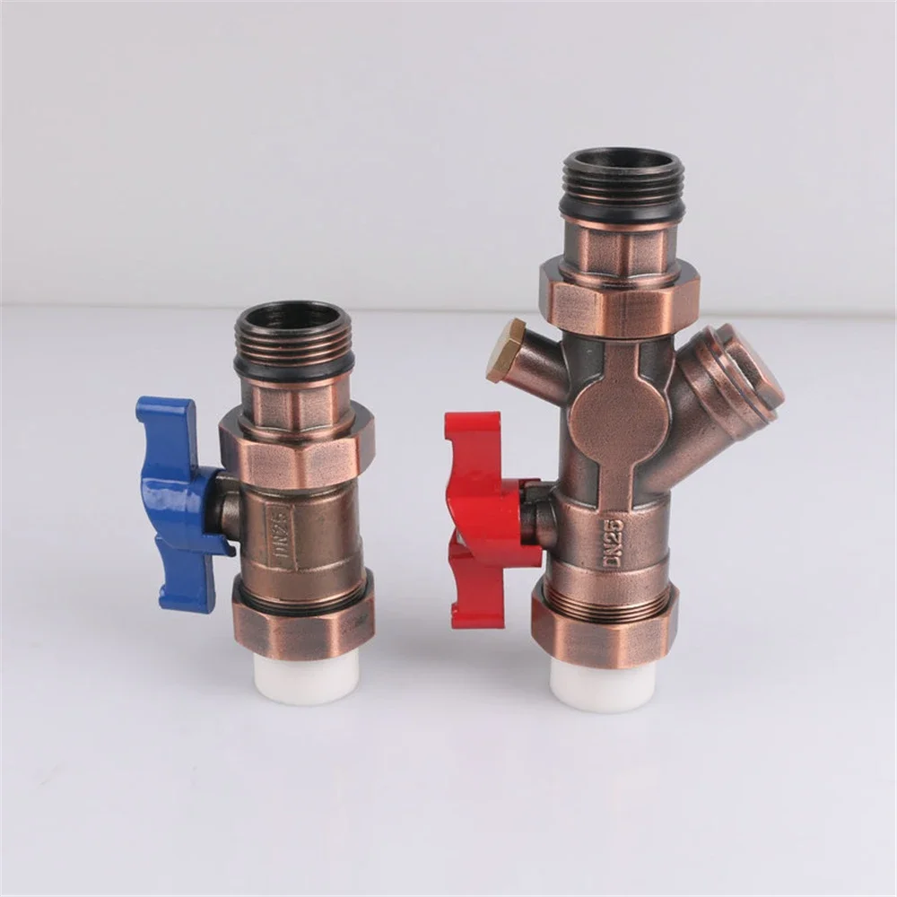 Valvola a sfera separatore d'acqua Valvola a manicotto del filtro dell'acqua di ingresso e uscita color bronzo Unione dell'acqua di ingresso e uscita multifunzionale