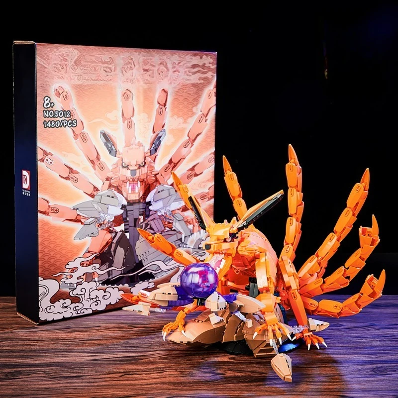 Trendy Collectible Oriental Mythical Nine-Tailed Spirit Fox Building Block Model, Small Brick Assembly Desktop Craft Ornament view 6