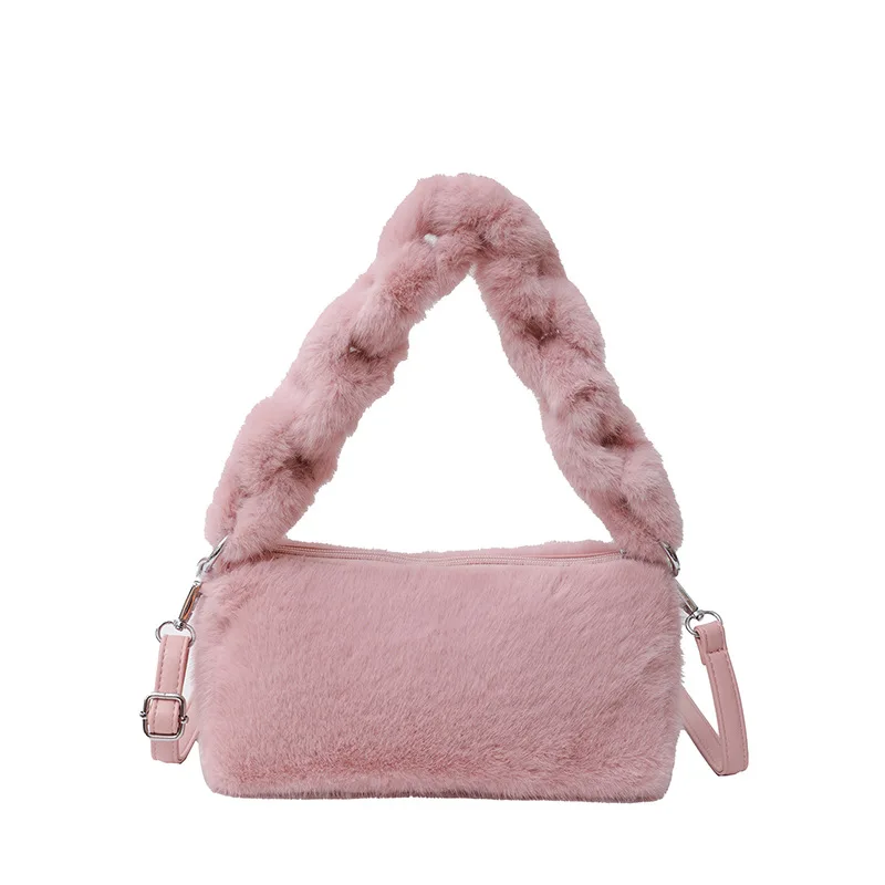 Borsa in lana con Design di nicchia autunno e inverno borsa per pendolari portatile da donna 2024 nuova borsa per ascelle a tracolla in peluche di fascia alta