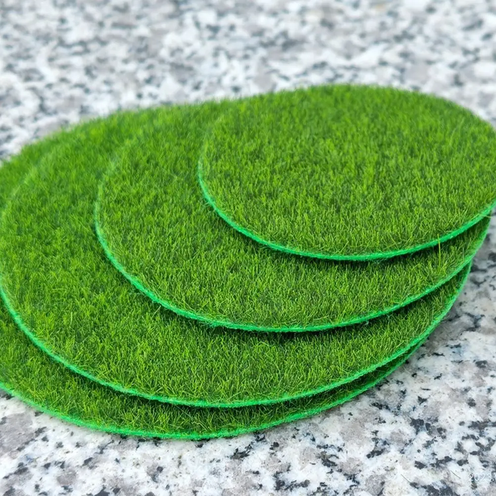 

9 Pcs Lawn Mini Garden Fake Moss Garden Turf Moss Outdoor Rug Round Fabric Realistic Micro Scene Fake Grass Decor