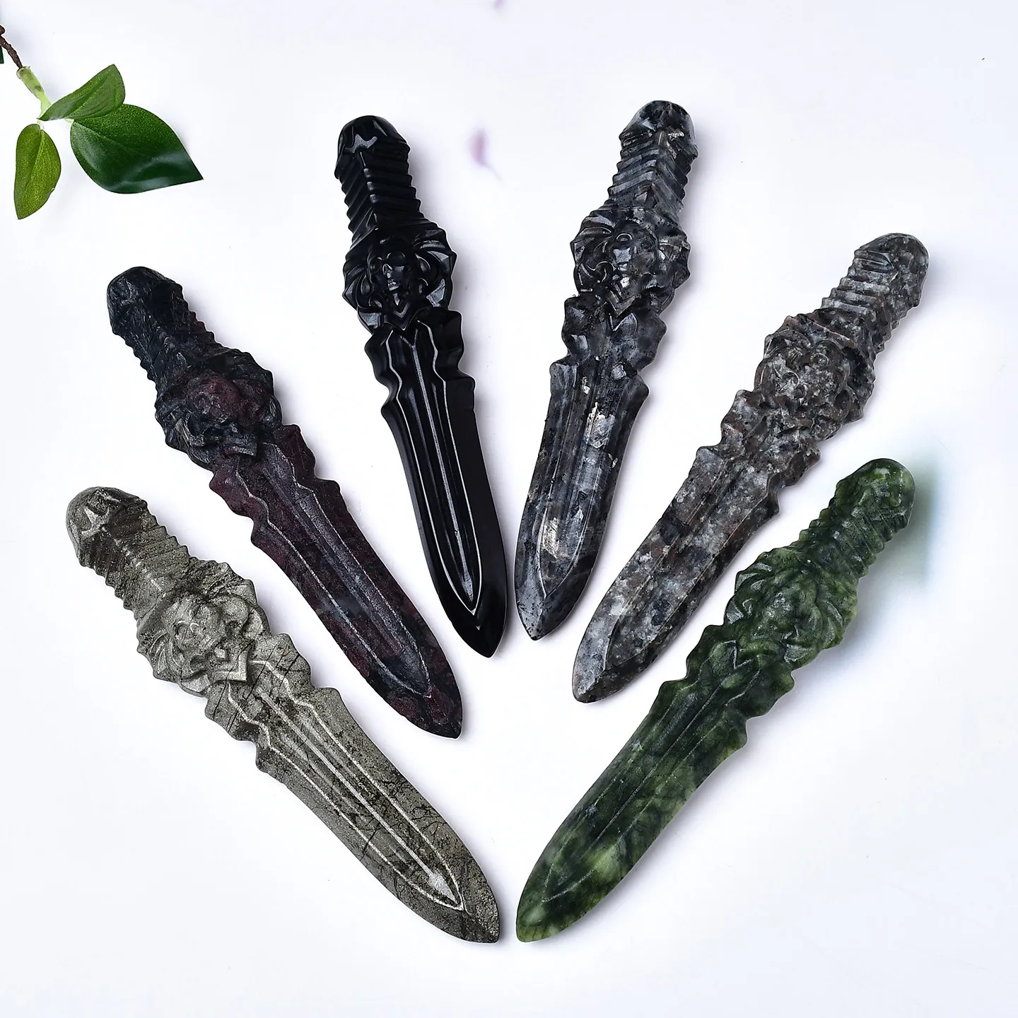 Natural Crystal Obsidian Carved Ornament Hand Polished Stone Figurine Reiki Protection Healing Home Office Desk Decor Gift