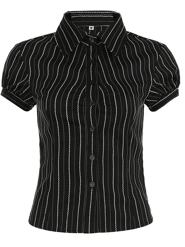 

Women's Slim Fit ort Sve irt with Turn-down Collar And Stripes Commute Sle Chinese Production 2025 Autumn Collection