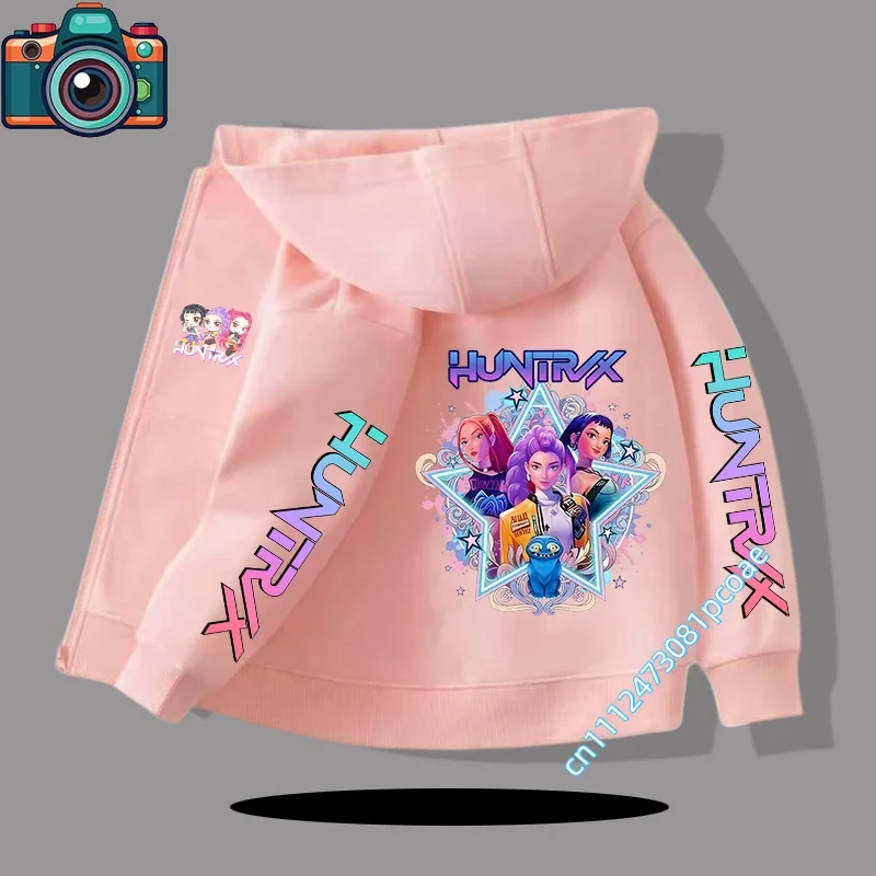 2026 Winter and autumn zipper-style coat children's hooded shirt boy's sports shirt girl's casual top concert cartoon print