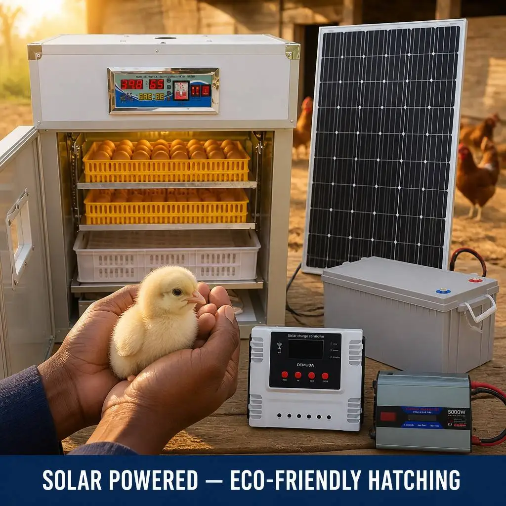 Fully Intelligent Automatic Dual Power Egg Incubator Incubator Temperature Controller 176 Eggs Setter Solar Egg Hatcher