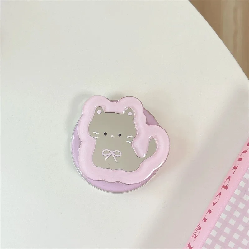 Cartoon Mirror Telescopic Phone Stand Kawaii Ins 360°Rotatable Anti-Slip Phone Finger Holder Universal Phone Bracket For iPhone view 3