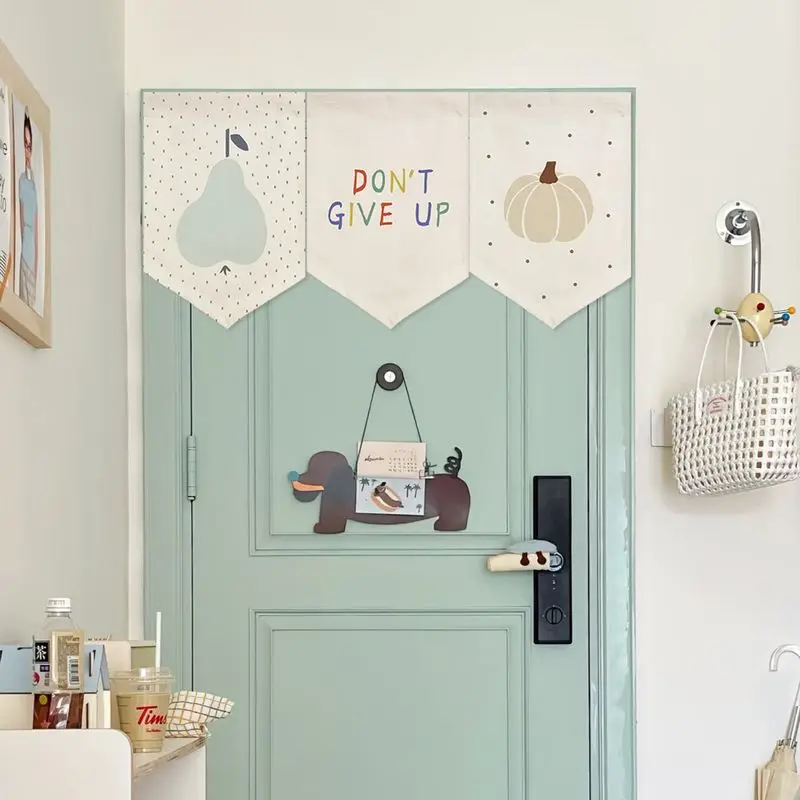 VIKAMA Pear Gourd Curtain Hanging Flag, Don't Give Up Print Door Banner for Hallway Bedroom Decor & Positive Quote Art