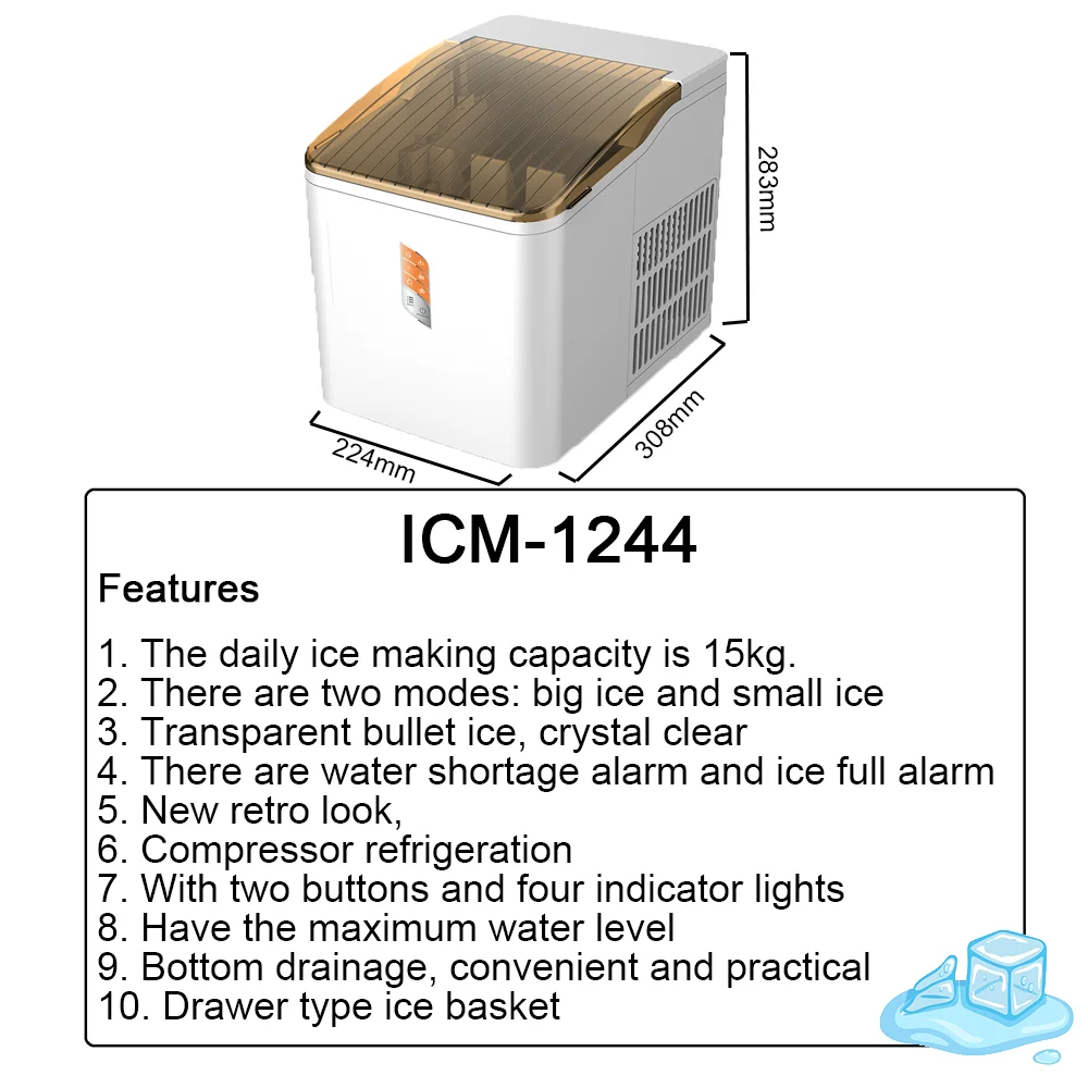 ASAS Household Portable Counter Top Ice Maker Automatic Ice Maker Machine   Low Noise Easy to Operation
