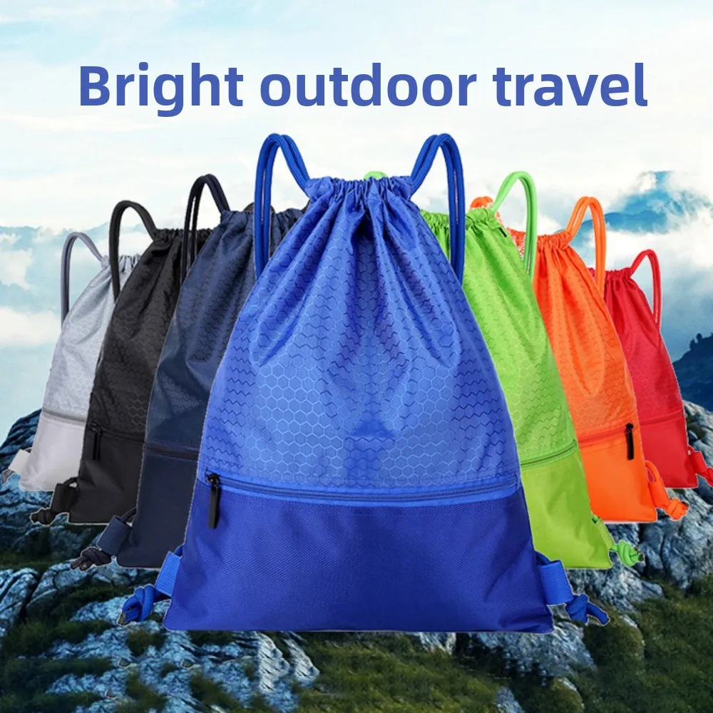 Waterproof Fitness Drawstring Bag Large Capacity Solid Color Drawstring Backpack Lightweight Commuting Drawstring Pocket Unisex