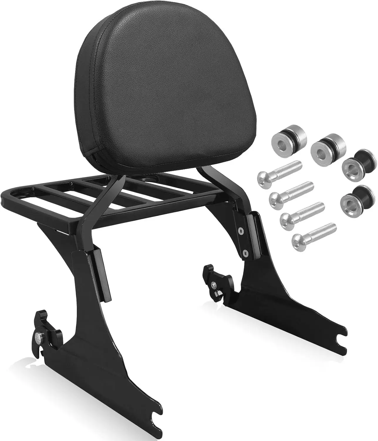 Motorcycle Sissy Bar Backrest and Luggage Rack, Compatible with 200mm Fender Models, Passenger Support and Cargo Carrier