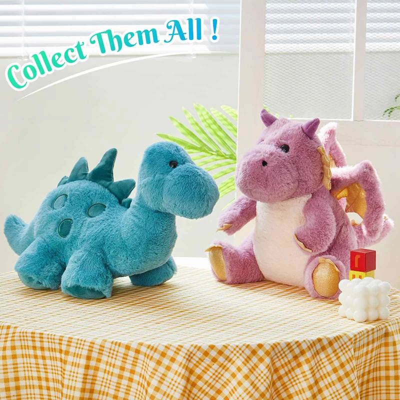 

Cartoon Colorful Dinosaur Plush Toy Lovely Stuffed Animals Pterosaur Stegosaurus Plushies Soft Kids Toys For Boys Girls Decor
