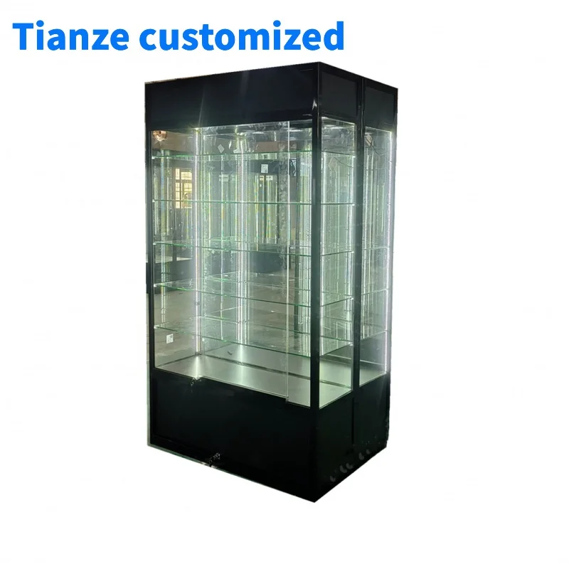 

(customized)Factory Custom Product Glass Cabinet Perfume Glass Display Aluminum Smoke Shop Showcase