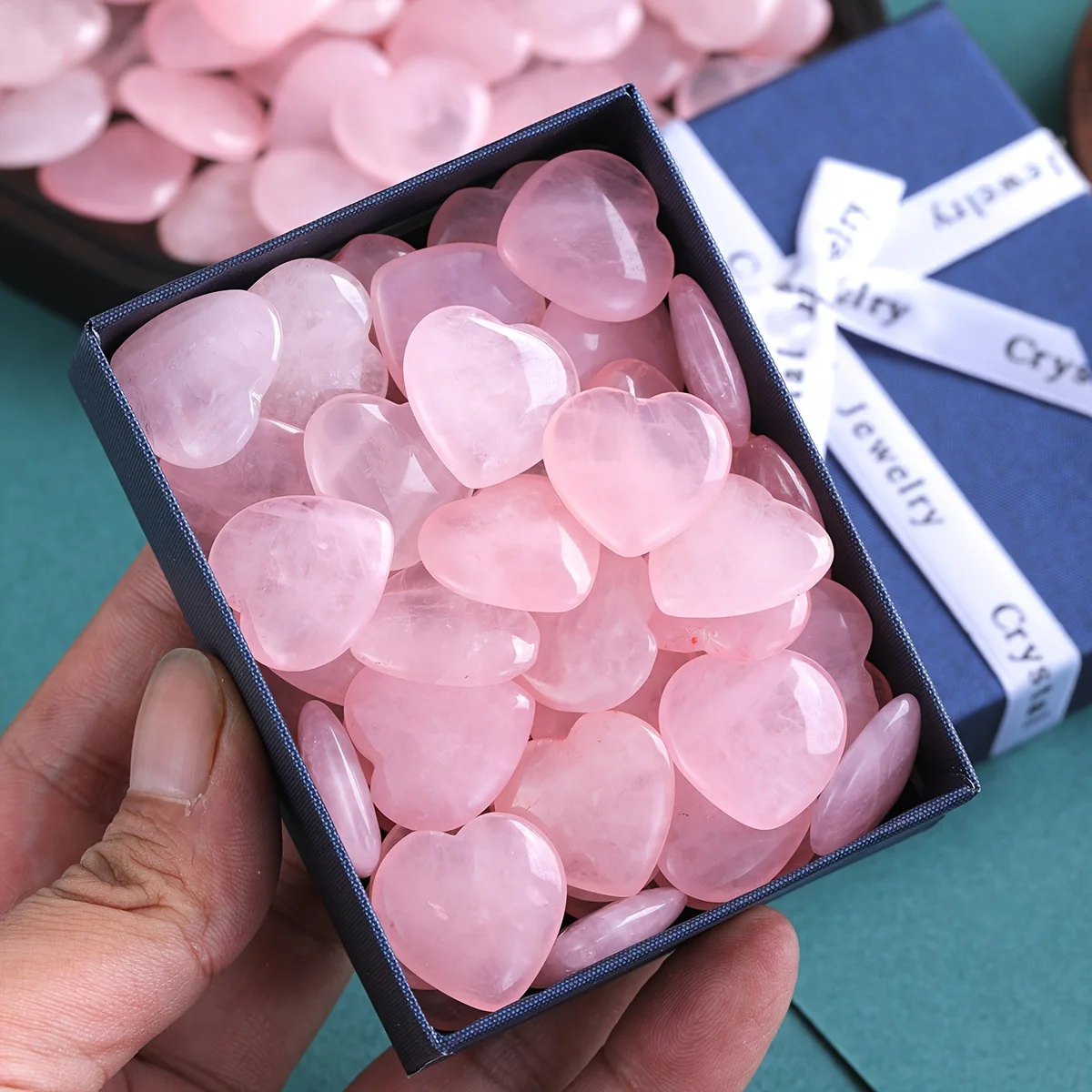 AliExpress NONE 20/30/50pcs Rose Quartz Heart Natural Crystal Polished Stones Healing Stone Gravel Specimen Valentine Gift For Girl