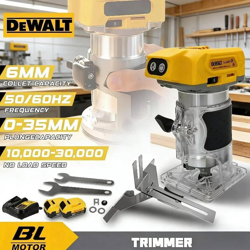 

Dewalt 30000RPM Woodworking Trimming Machine Wood Router Milling Engraving Slotting Machine Brushless Electric Trimmer