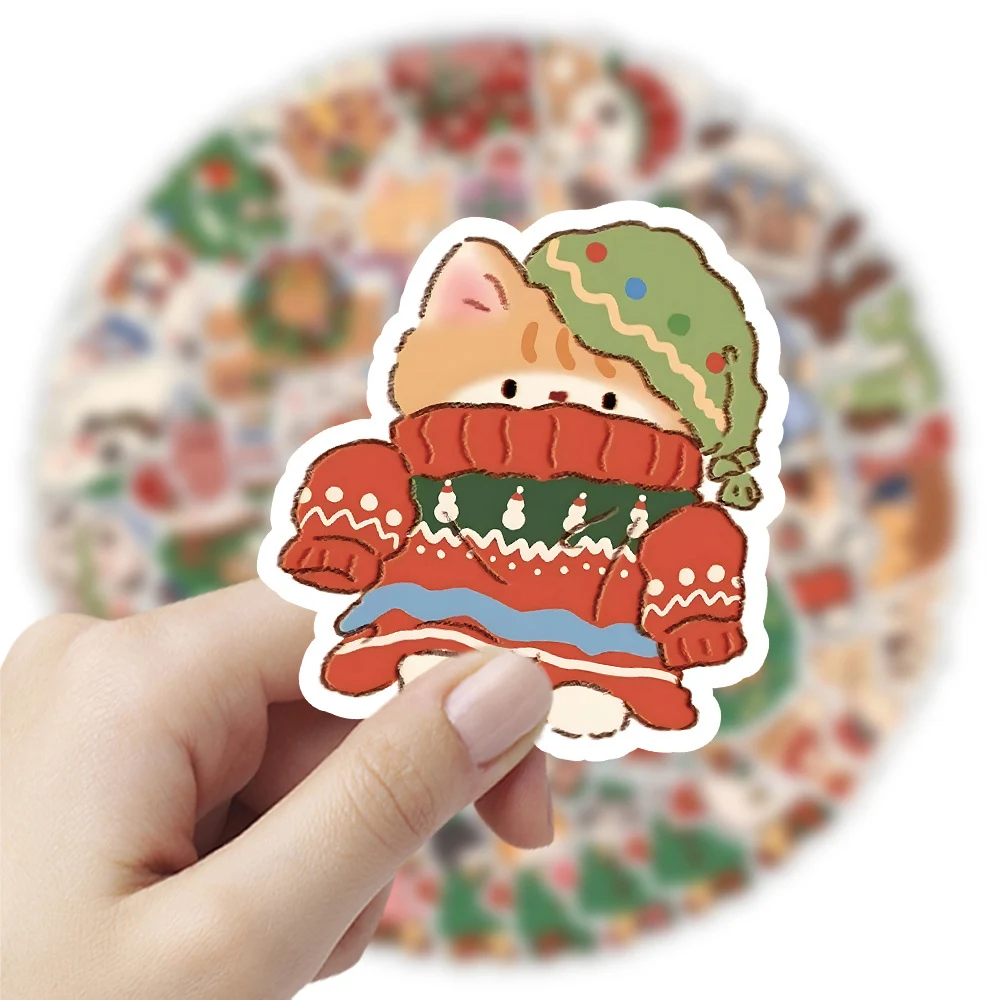 

10/30/50pcs Kawaii Christmas Cat Dog Anime Stickers Creative Graffiti Decals Guitar Notebook Phone Laptop Cute Cartoon Sticker