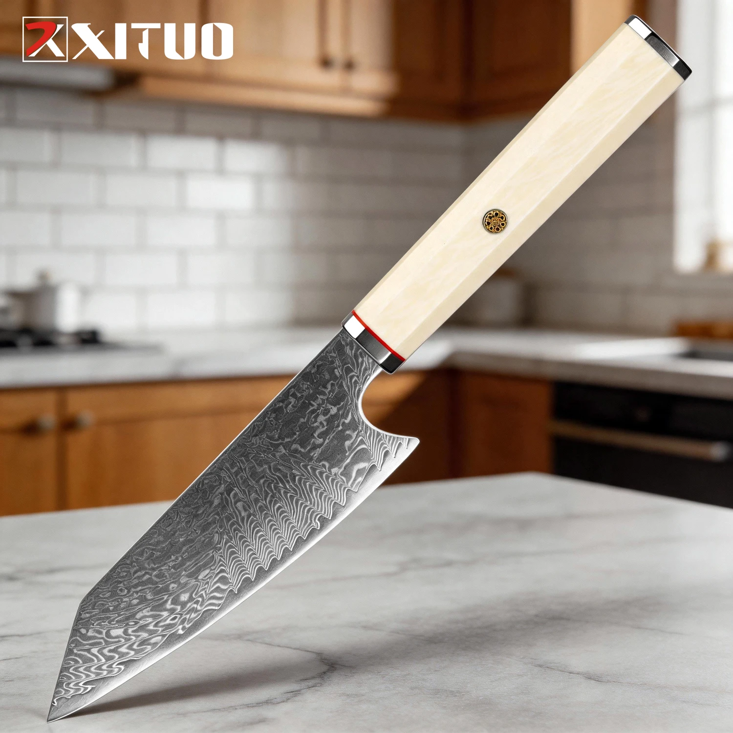 XITUO 6 Inch Japanese Fish Knife Damascus VG10 Steel Ultra Sharp Kitchen Sashimi Slicing Knife Octagonal Handle Cooking Knives