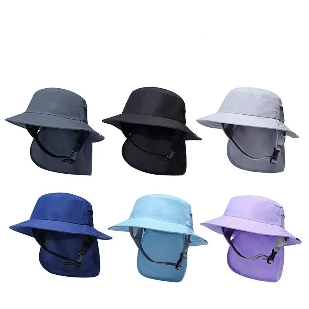 

С ремешком на подбородке, шляпа с открытой спиной для серфинга, широкополая ветрозащитная женская шляпа от солнца, быстросохнущая UPF50 + рыбацкая кепка для мужчин и женщин