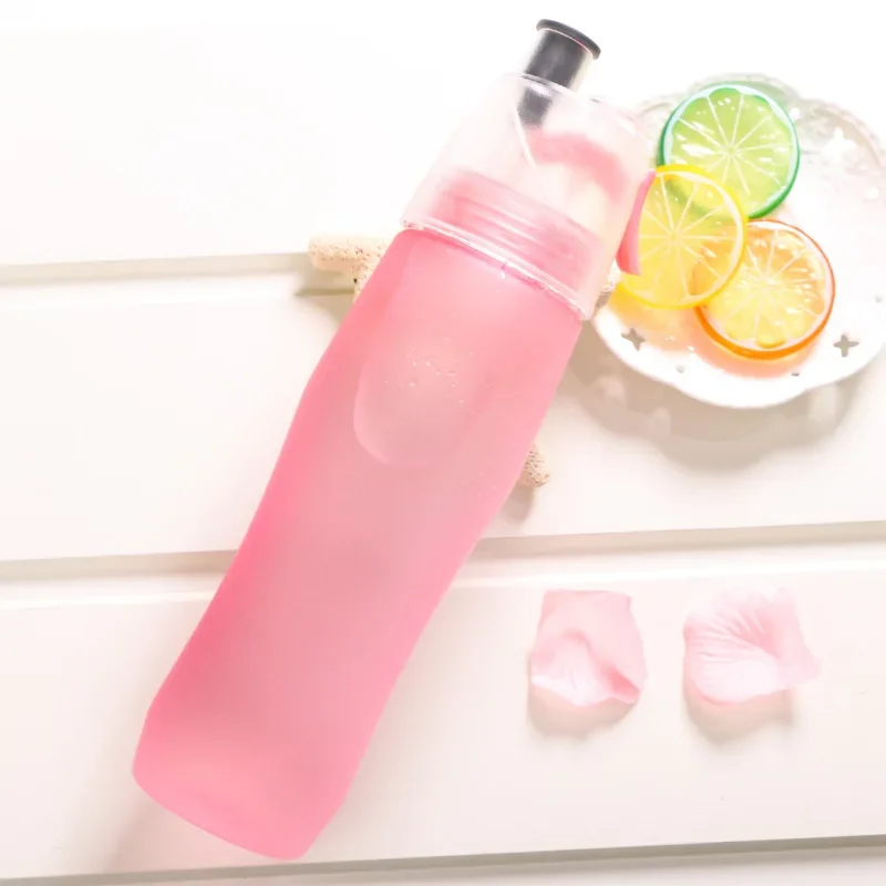 740ML Scrub Sports Water Bottle Portable Plastic Spray Bottle Leakproof Travel Cup Candy Color Yoga Camping Drinking Tools