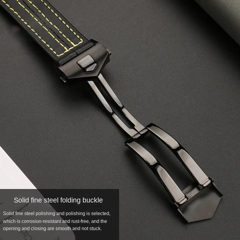 22 mm Nylonarmband mit Lederunterseite für das TAG Heuer Carrera-Serie Porsche CBN2A1H CBN2A1F ersetzt das Herrenzubehör des Armbands